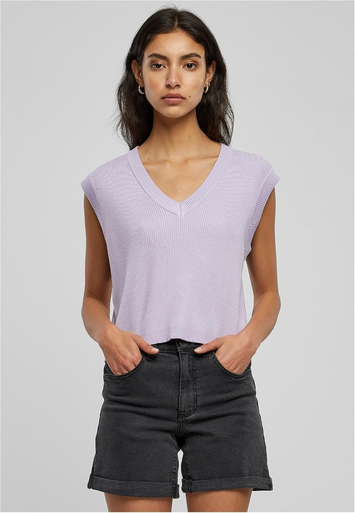 Urban Classics Damen Ladies Short Knittd Slip On S Lilac, S Lilac