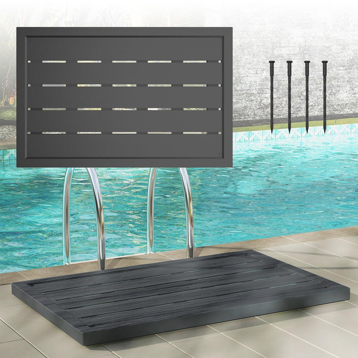 UISEBRT WPC Bodenelement Solardusche Garten Bodenplatte für Gartendusche Pooldusche Poolleiter Outdo