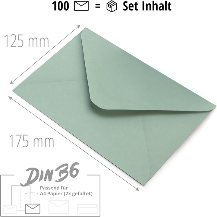 Japun – Briefumschläge (100 Stück) aus Papier, Kuvert, Umschlag ohne Fenster - DIN B6-175 x 125 mm -