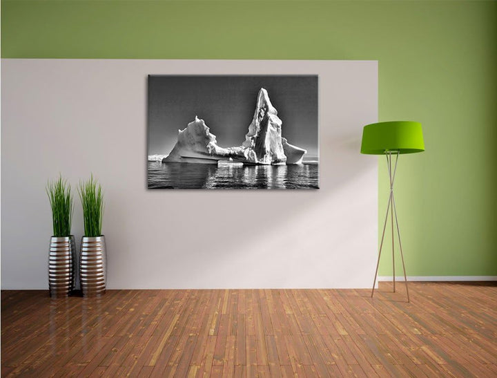 Pixxprint Riesiger kunstvoller Eisberg / 100x70cm Leinwandbild bespannt auf Holzrahmen/Wandbild Kuns