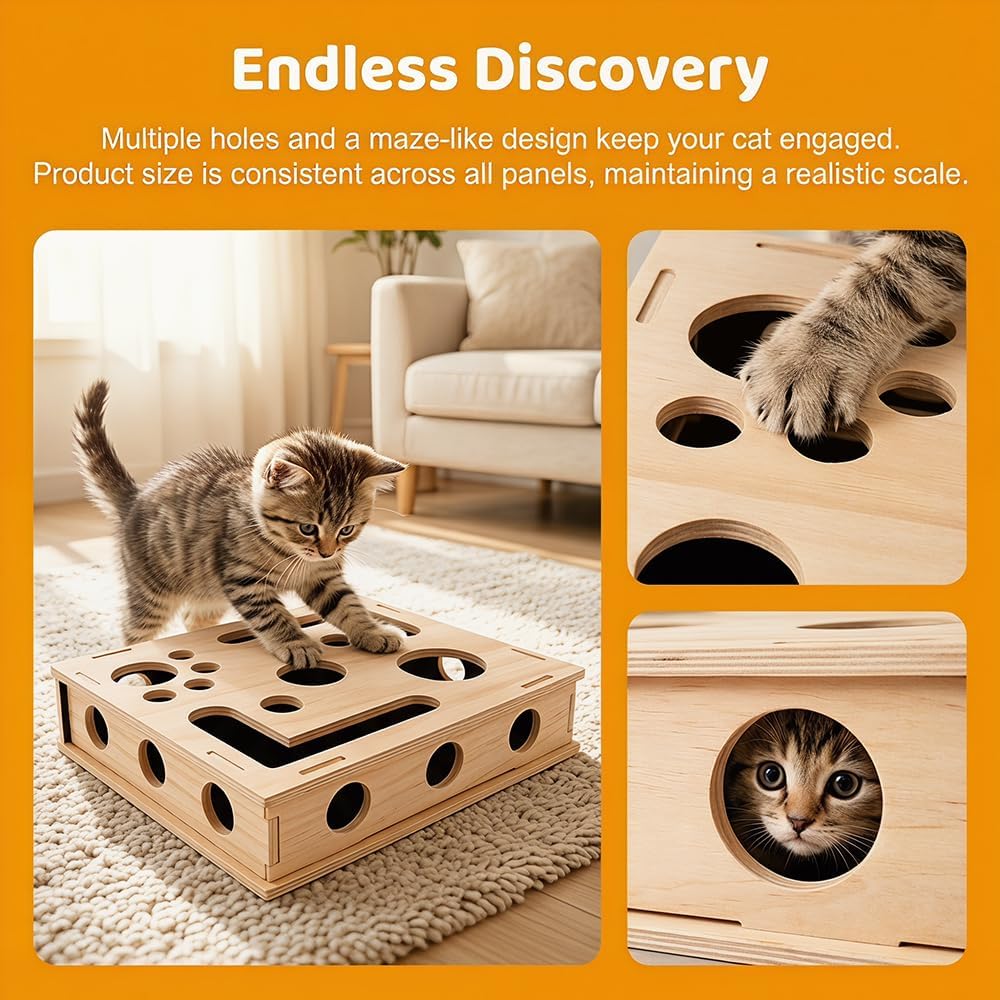 BeschäFtigungsbox Krallenfeile Katze, 30 * 25cm Katzenkratzpuzzle Anreicherungsbox, Interaktive Nage
