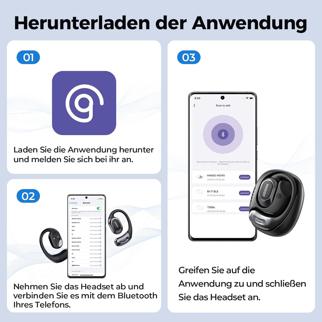 MINISO MS156 AI Kopfhörer Übersetzer, 3-in-1 Übersetzungskopfhörer in Echtzeit mit KI-Übersetzungsfu