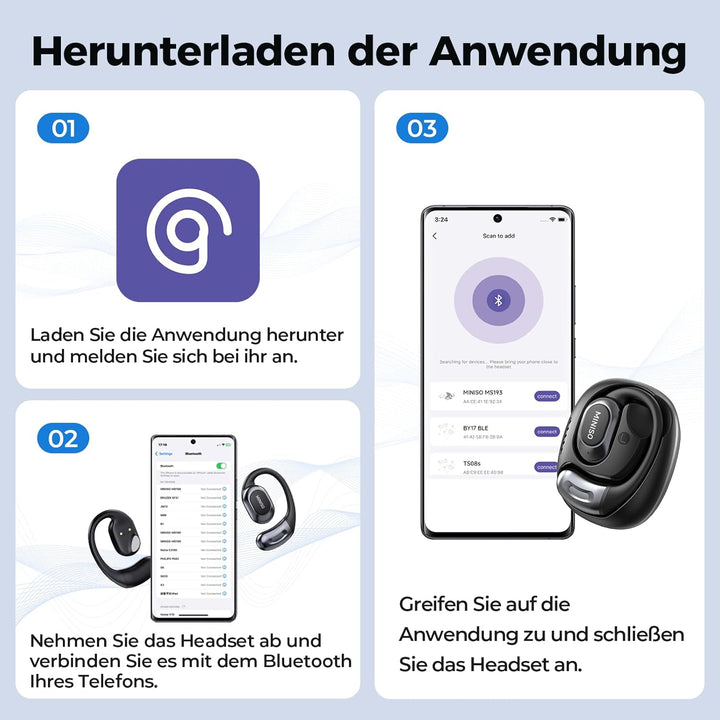 MINISO MS156 AI Kopfhörer Übersetzer, 3-in-1 Übersetzungskopfhörer in Echtzeit mit KI-Übersetzungsfu