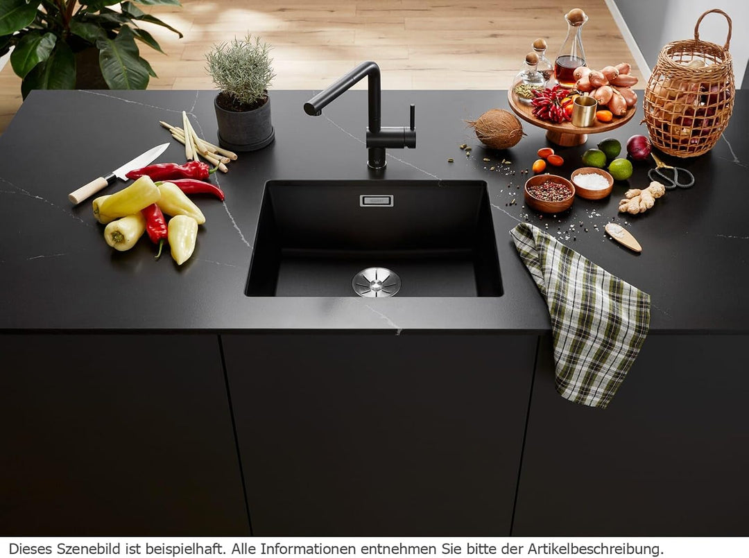 BLANCO SUBLINE 500-U | SILGRANIT schwarz | Einbauart: Unterbau | ohne Ablauffernbedienung | 60er Unt