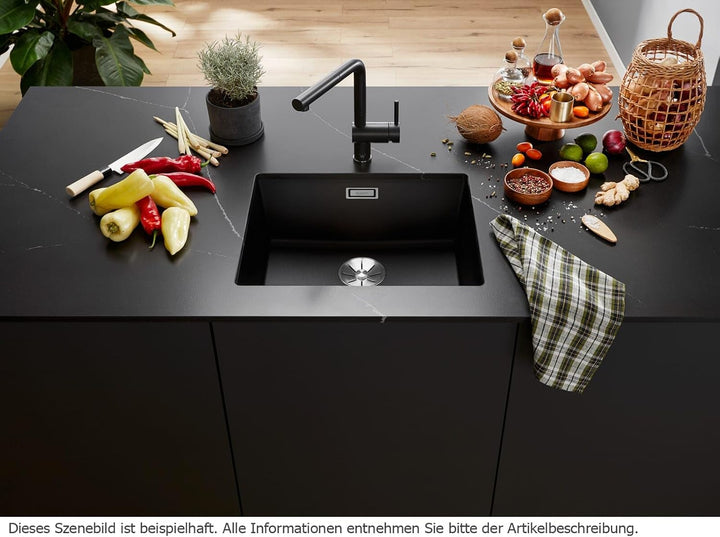 BLANCO SUBLINE 500-U | SILGRANIT schwarz | Einbauart: Unterbau | ohne Ablauffernbedienung | 60er Unt