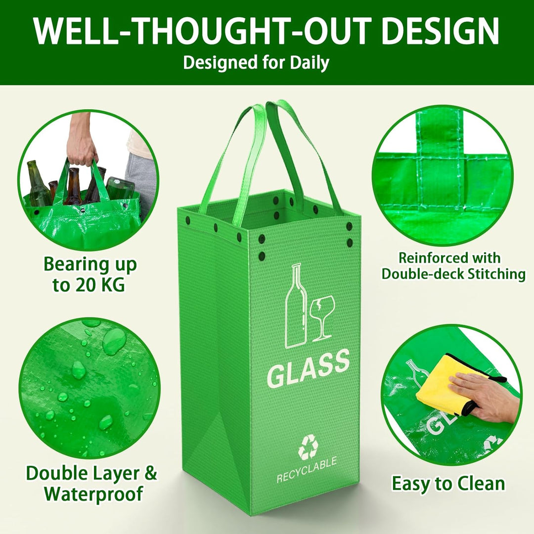 KAOHONG Mülltrennsystem Taschen 3 Fächer für Plastik, Glas, Papier Perfekt als Mülltrenner, Pfandfla