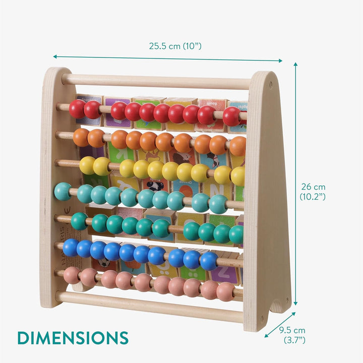 Navaris Lernspielzeug Zahlen Farben - Rechenschieber und Alphabet Abakus für Kinder ab 1 Jahr - Bunt
