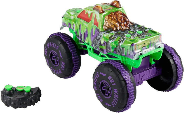 Hot Wheels Spielzeug Monster Trucks, Wreckin‘ Wolf im Massstab 1:15 mit Fernbedienung, ferngesteuert