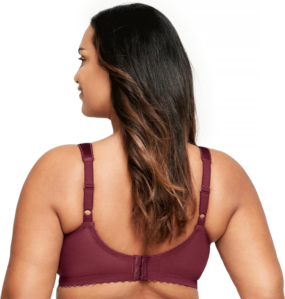Glamorise Damen Bügelloser MagicLift-Stütz-BH für grosse Grössen Nr. 1000 80B Bordeaux, 80B Bordeaux