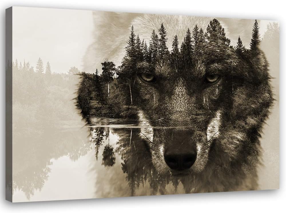 Feeby Bild auf Leinwand abstrakt Kunstdruck modern Wolf Braun 80x60 cm Leinwandbild 80x60 cm Braun_b