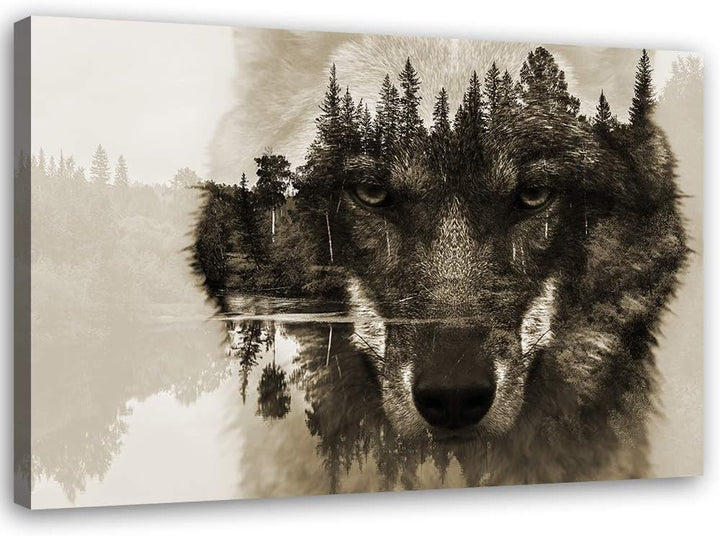 Feeby Bild auf Leinwand abstrakt Kunstdruck modern Wolf Braun 80x60 cm Leinwandbild 80x60 cm Braun_b