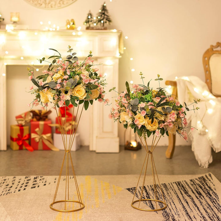 Sziqiqi Blumenständer Gold für Hochzeit: 68cm Hohe Trompete Vase für Tische Hochzeitsempfang Set of