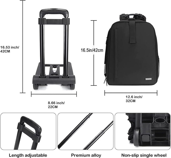 CADeN Professional Trolley Large Camera Backpack Bag for DSLR/SLR Mirrorless Camera Waterproof, Came