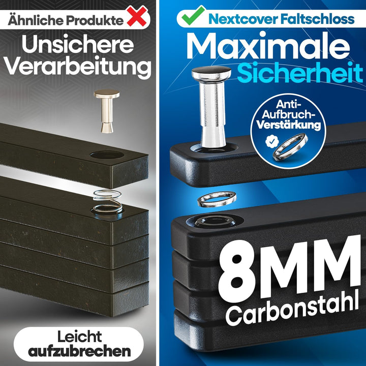 NEXTCOVER® Faltschloss Fahrrad - Das Original - mit SteelSecure-Technologie und 3 Schlüsseln I Robus