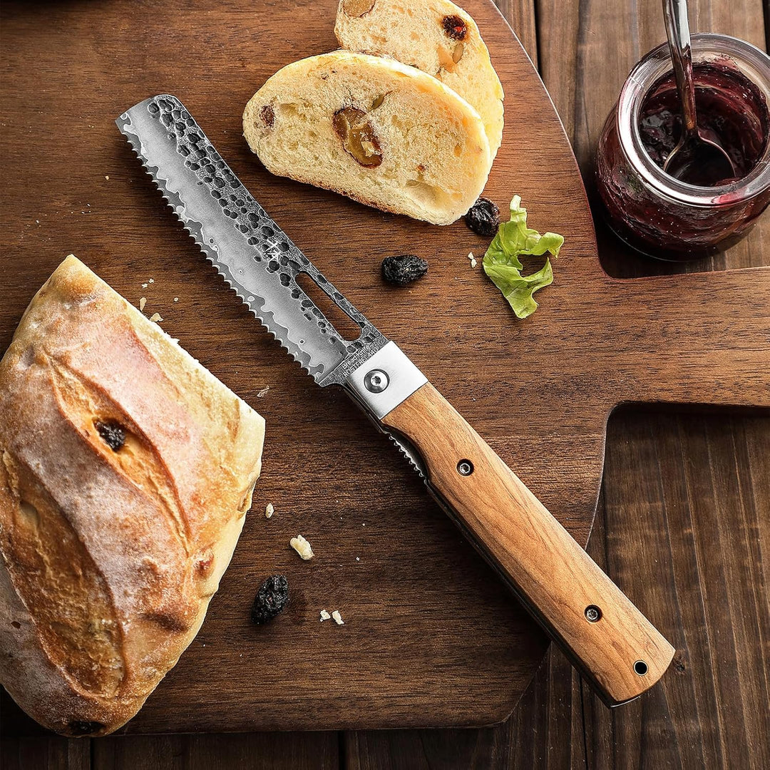 SENBON 440 Geschmiedeter Edelstahl Camping Brot Messer Klinge Sharp japanisches stil Falten Tragbare