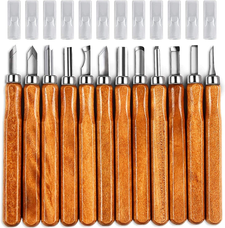 Holz Schnitzwerkzeug Set, KAQ 32 in 1 Schnitzset mit 15* Schnitzmesser, 6 Stück Lindenholz zum Schni