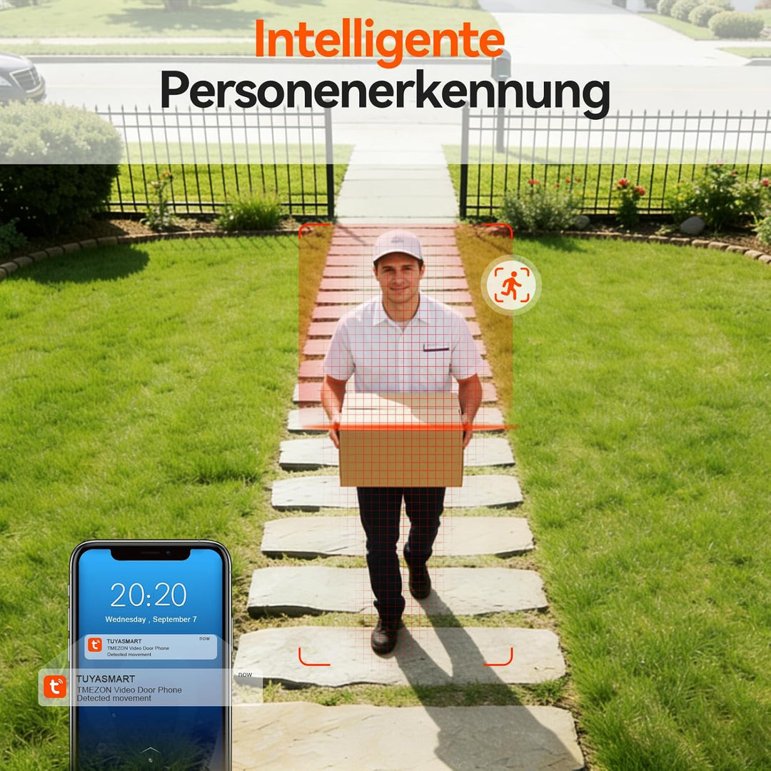 TMEZON WLAN Video Türsprechanlage 2-familienhaus,1080P HD Türklingel mit Kamera,7-Zoll-Farb-Touchscr