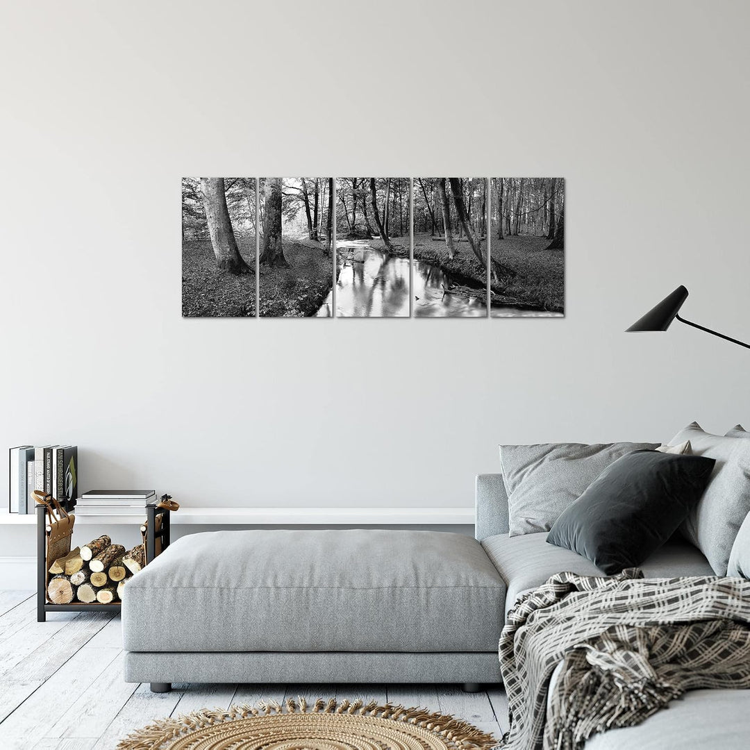 Runa Art Bild Wald Landschaft Wandbilder auf Vlies Leinwand 5 Teilig Wanddekoration Schlafzimmer Woh