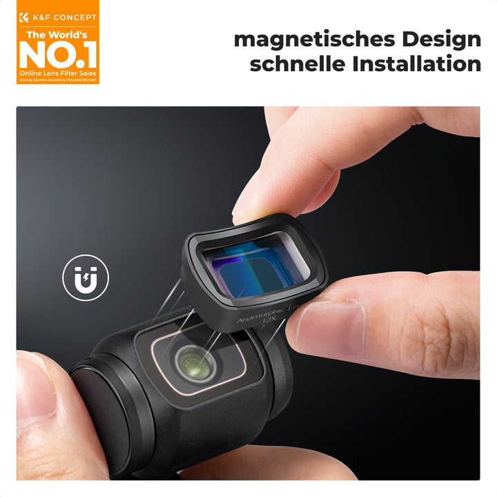 K&F Concept 1.2X Anamorphotisches Filter, kompatibel mit DJI Osmo Pocket 3, Blue Streak Effekt Wides