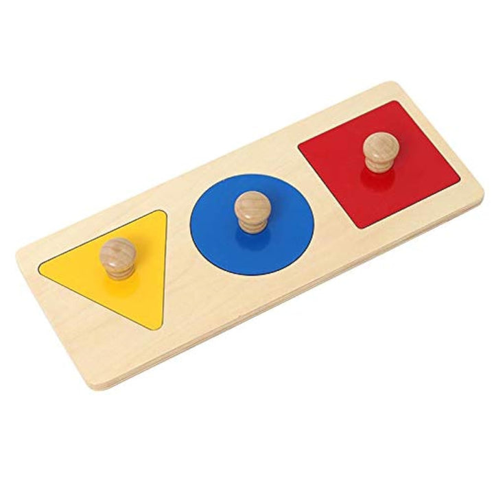 Adena Montessori First Jumbo Knob Wooden Shape Puzzles for Toddlers 1-3,Multiple Peg Shapes Puzzle S
