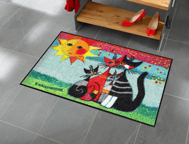 Salonloewe Rosina Wachtmeister Fussmatte waschbar Momenti 50x75 cm Eingangs-Matte Katzen bunt rutsch