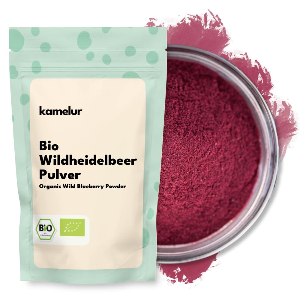 Kamelur Bio Wildheidelbeerpulver gefriergetrocknet (250g) Schwedisches Heidelbeerpulver aus Wildsamm