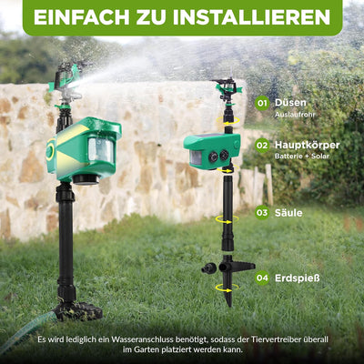 ISOTRONIC Wasserstrahl Tiervertreiber Solar I Bewegungsmelder I Reichweite 10 m I Reiherschreck,