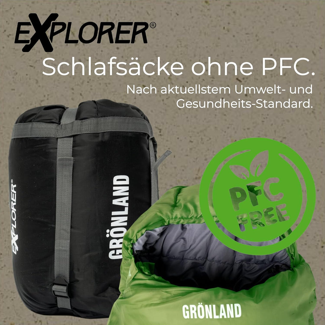 EXPLORER® GRÖNLAND Schlafsack -23°C -5°C [350GSM] 3-4 Jahreszeiten Winter Mumienschlafsack Erwachsen
