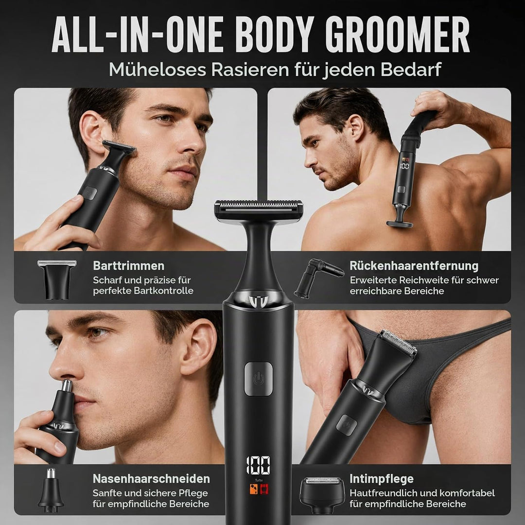 Elektrischer Rückenrasierer für Männer, 5 in 1 Körper-Trimmer, Body Rasierer Trimmer Intimrasierer H