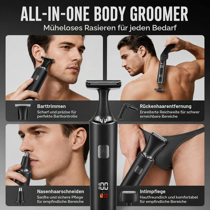 Elektrischer Rückenrasierer für Männer, 5 in 1 Körper-Trimmer, Body Rasierer Trimmer Intimrasierer H