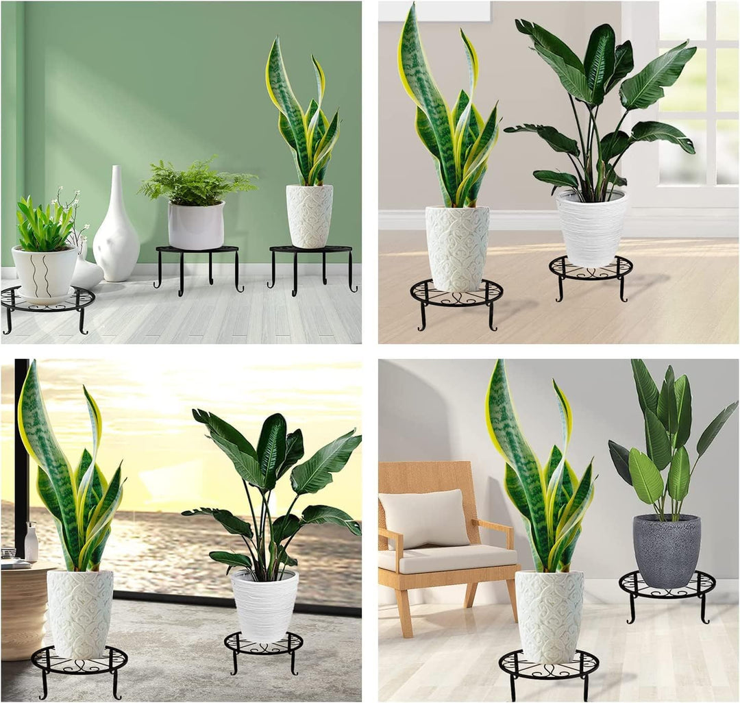 YANJINGHE 2 Pieces Flower Stool Plant Stand, Flower Stands, Retro Design, Round, Wrought Iron, Flowe