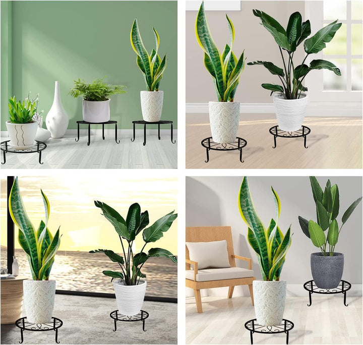 YANJINGHE 2 Pieces Flower Stool Plant Stand, Flower Stands, Retro Design, Round, Wrought Iron, Flowe