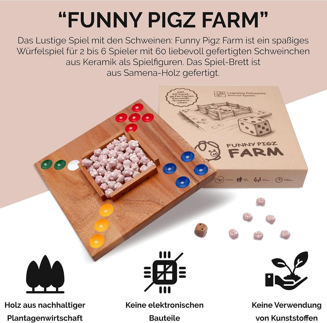 LOGOPLAY Funny Pigz Farm Schweinestall statt Schweineloch | Das beliebte Schweinchenspiel im neuen F