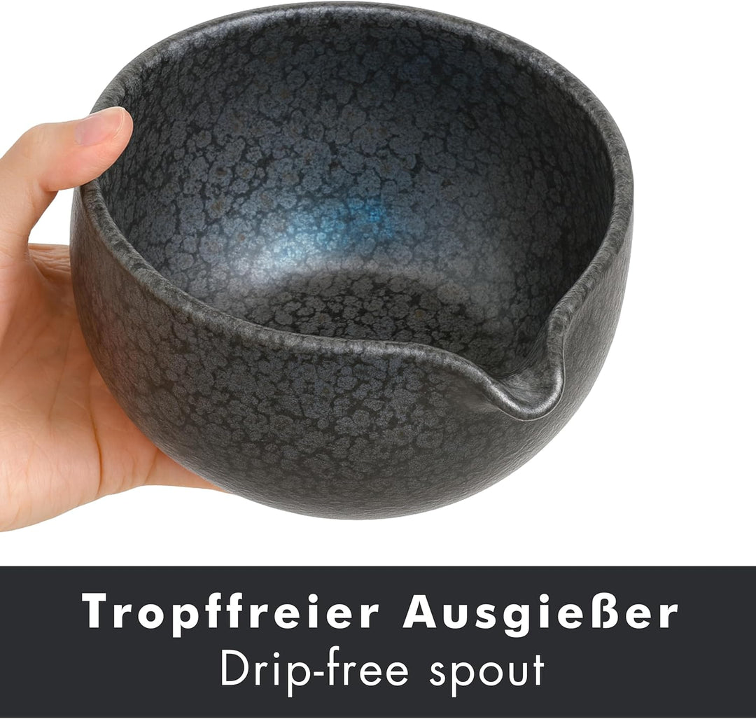 Goodwei Matcha-Set komplett mit hochwertiger Matcha Schale aus Keramik mit Ausgiesser, Matcha Besen