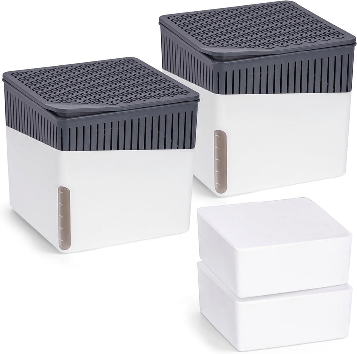 WENKO Raumentfeuchter Cube 500 g weiss, 2er Feuchtigkeitskiller Feuchtigkeits-Stopper reduziert Schi