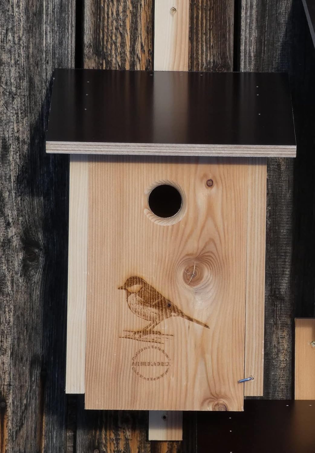 Premium Natur Lärchenholz Nistkasten unbehandelt nach Nabu, massives Vogelhaus Nisthilfe wetterfest