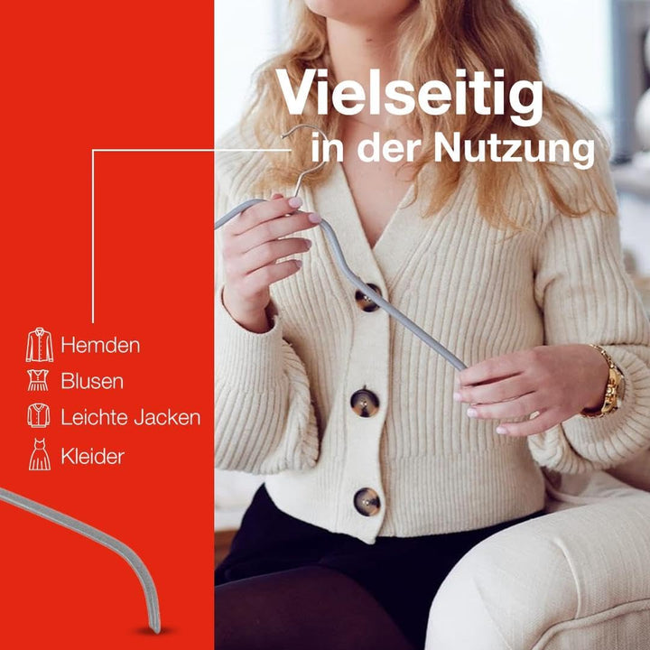 MAWA Kleiderbügel, Set mit 25 platzsparenden und rutschfesten Bügeln, ideal für Hemden und Blusen, m