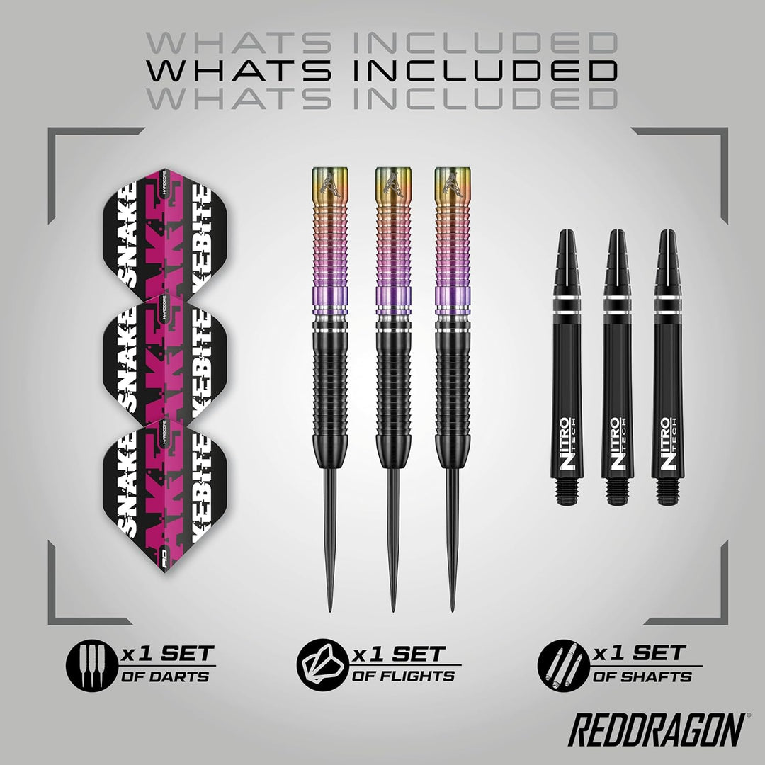 RED DRAGON Snakebite Weltmeister 2020 Auflage Wolframpfeile Einschliesslich Flüge und Stiele 23.0 Gr