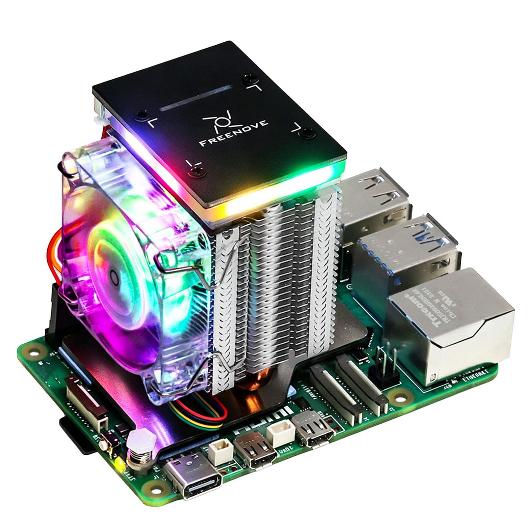Freenove Active Cooler for Raspberry Pi 5, Fan Tower Cooler, Aluminum Heatsink with Heat Pipe, PWM C