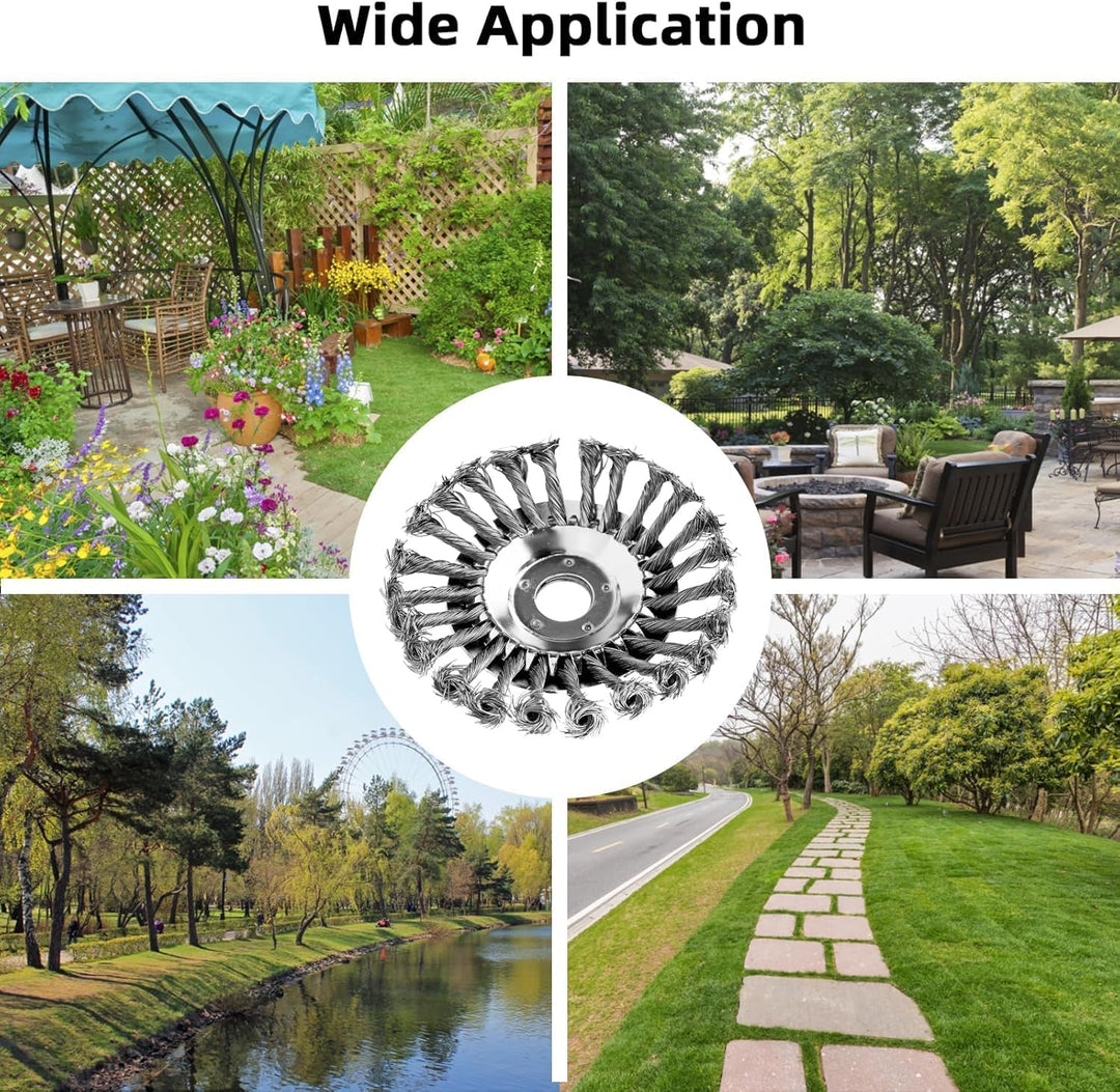 Unkrautbürste Freischneider, Universelle Wildkrautbürste für Motorsensen 25,4 mm Bohrung Drahtbürste