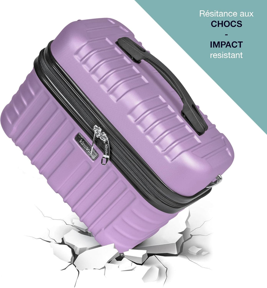 KINSTON Vanity Case Hartschale mit Schulterriemen – Kulturbeutel Reise Kosmetik – Hartschale mit Gri