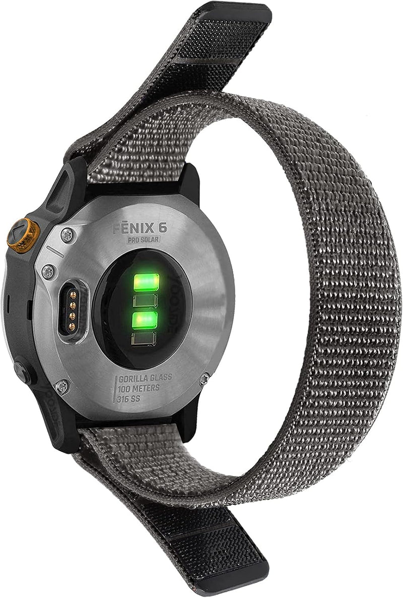 TOPsic 22mm Armband Kompatibel mit Fenix 5/Fenix 6, Klettverschluss Nylon Ersatzarmband Ultraleicht