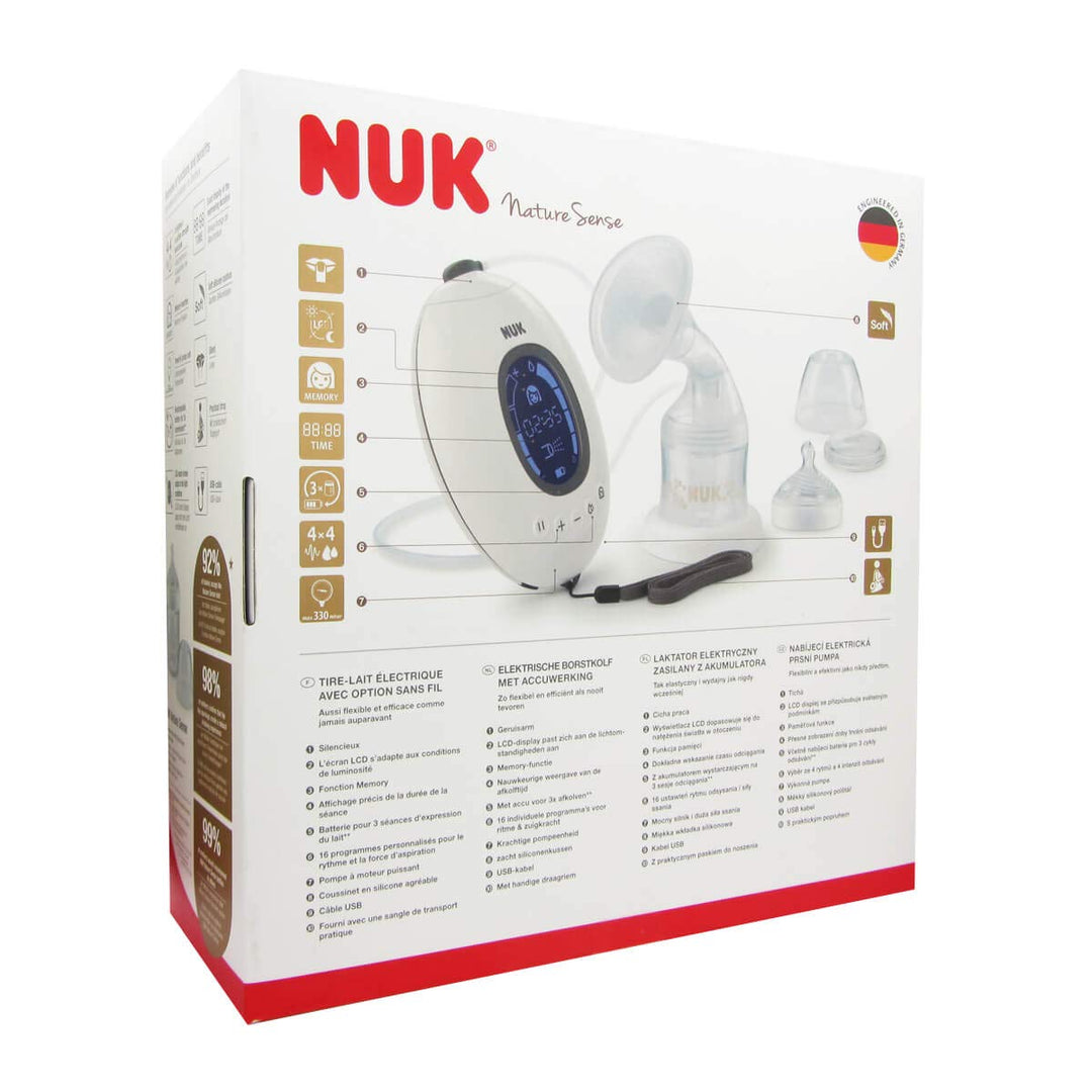 NUK Nature Sense elektrische Milchpumpe mit Akku, LCD-Display und Memory Funktion, inkl. Muttermilch