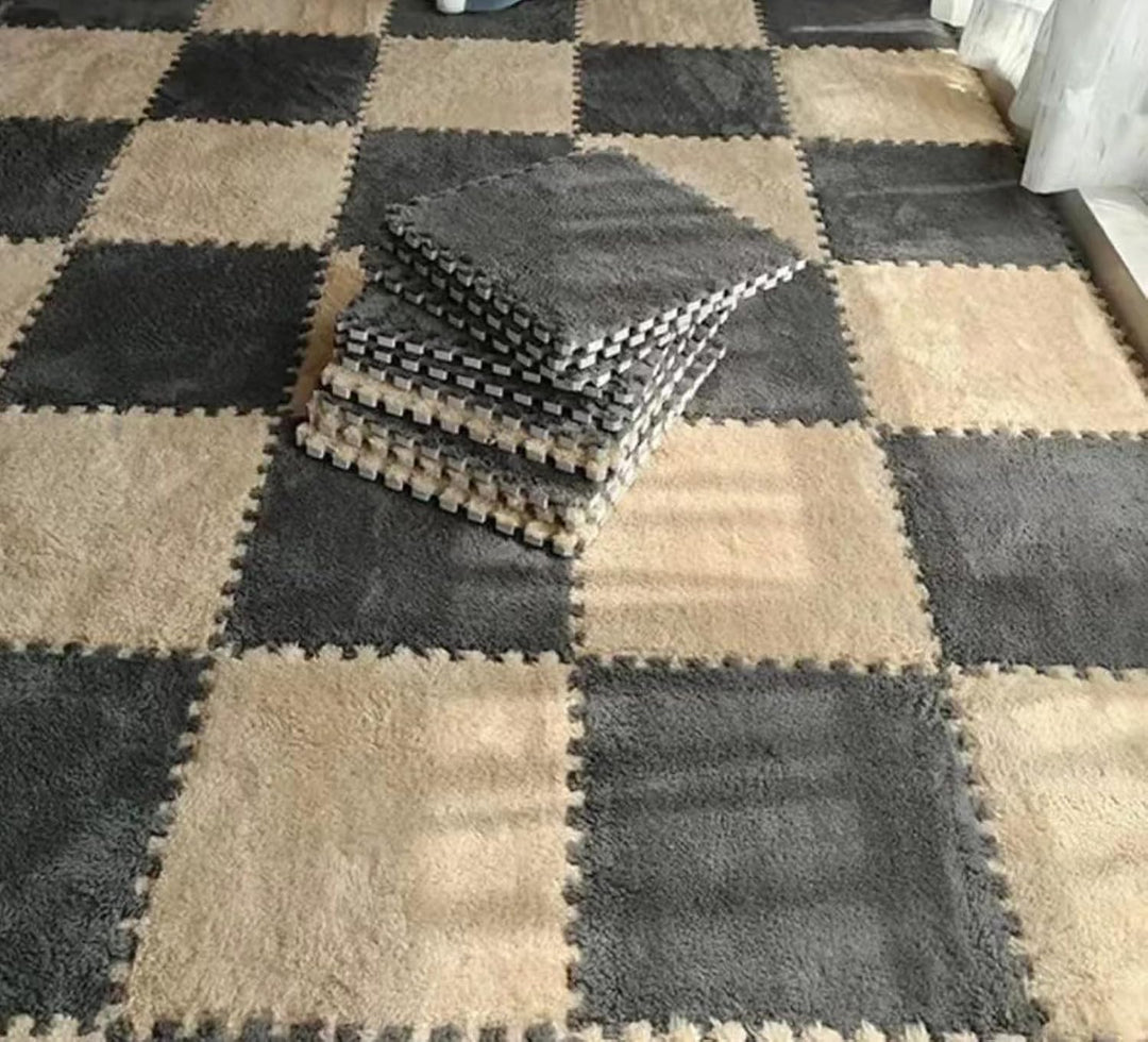 10 Stück 30 Cm/11,8 Zoll Plüschschaum-Bodenmatte, Schaumstoffquadrate-Bodenmatte für den Raumboden (