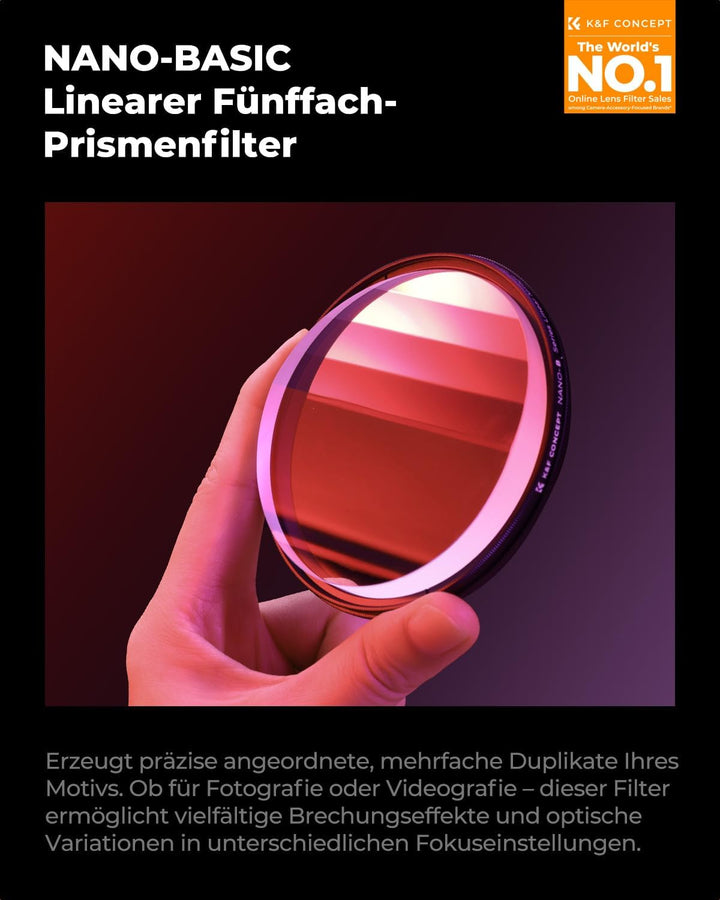 K&F CONCEPT 67mm Linear Mirage Pentaprism Filter Optisches Glas Prisma Spezialeffekt Kamera Objektiv