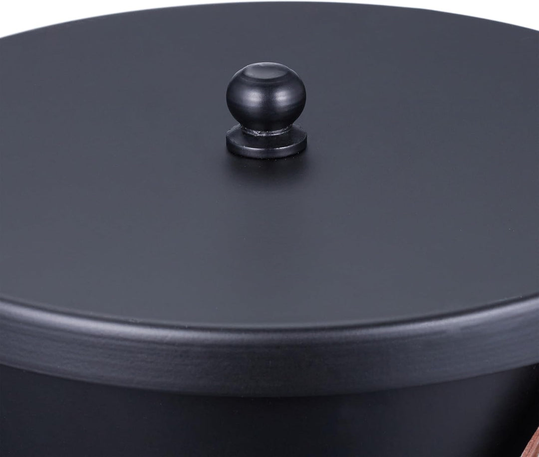 Relaxdays Ascheeimer mit Deckel, 4,5 Liter, Aschetonne mit Lederhenkel, für Kohle & Asche, Kamin, Of