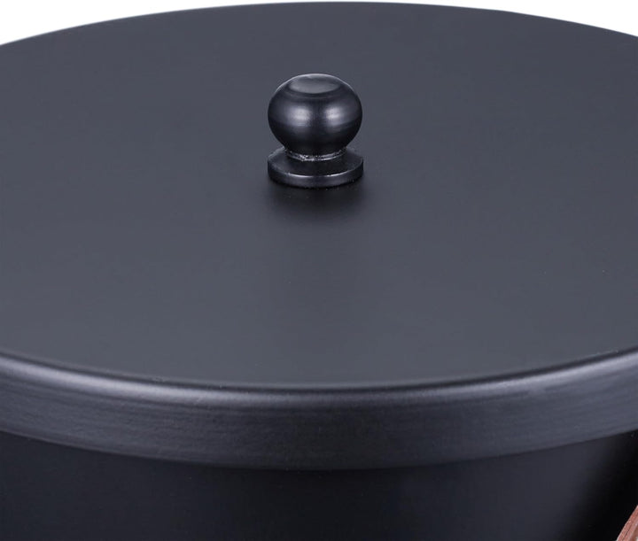 Relaxdays Ascheeimer mit Deckel, 4,5 Liter, Aschetonne mit Lederhenkel, für Kohle & Asche, Kamin, Of