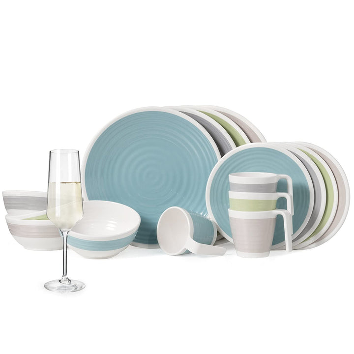 Melamin Camping Geschirr Set 1-4 Personen Harmonie 4-32 Teilig + Milano Gläser Wassergläser Weingläs