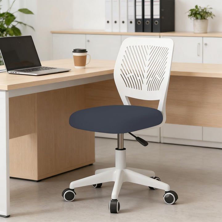 Höhenverstellbarer Homeoffice-Stuhl ohne Armlehnen – runder Schreibtisch-Rollhocker mit Rückenlehne