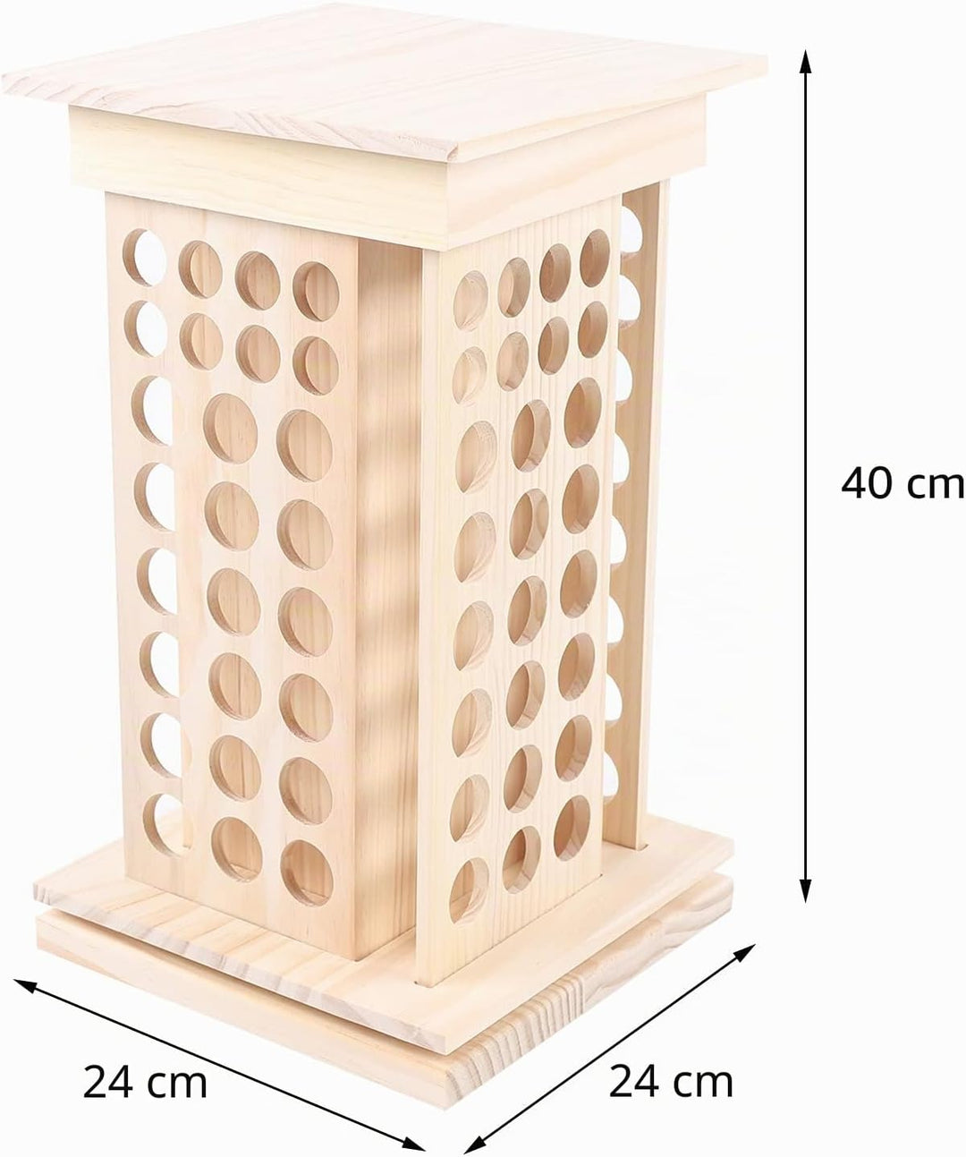 Drehbarer Ätherisches Öl Display Ständer, Aufbewahrungsbox aus Holz mit 104 Löcher 4 Seiten, Nagella